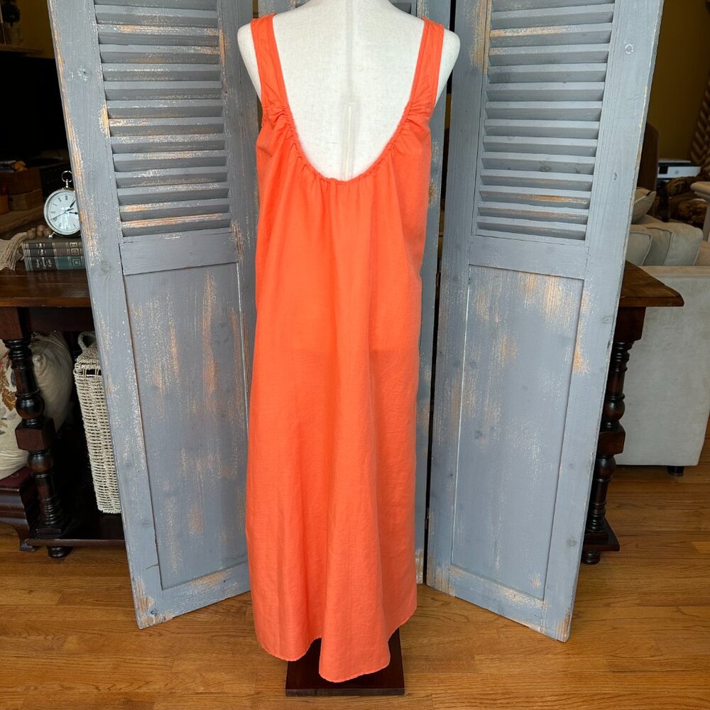 COS Low-Cut Back Linen Midi Dress Orange Sz XS - Picture 10 of 12